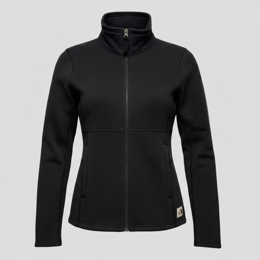 The North Face Crescent Jacket Black Sherpa Lined Full Zip Sweater Womens Size M